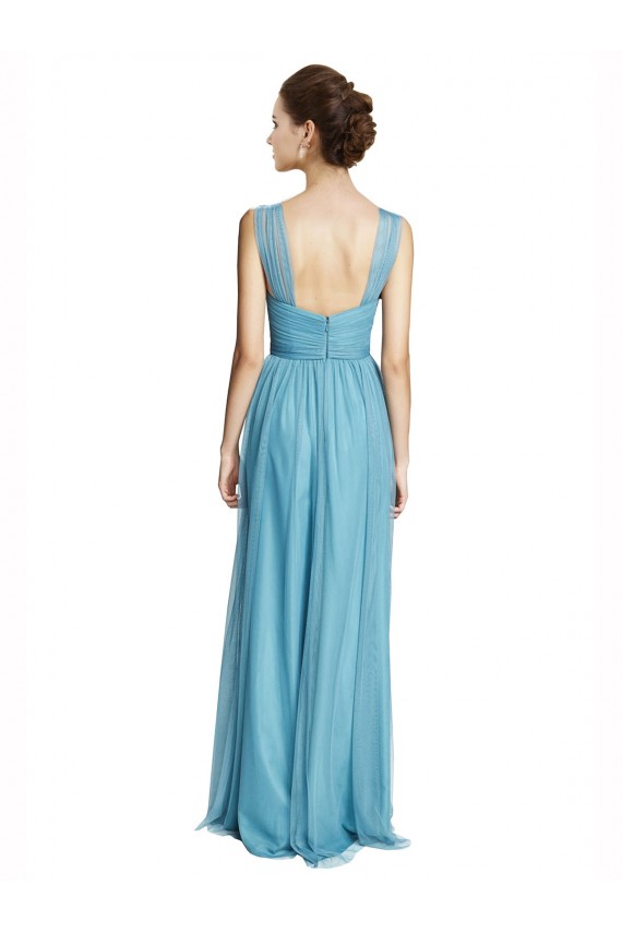 Floor Length Inverted V-Neck Tulle Bridesmaids Dress Brisbane