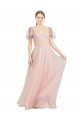 Long V-Neck Flutter Sleeves Tulle Bridesmaid Dress Brisbane