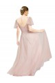 Long V-Neck Flutter Sleeves Tulle Bridesmaid Dress Brisbane