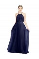 Long A-Line High Neck Halter Tulle Bridesmaid Dress Brisbane
