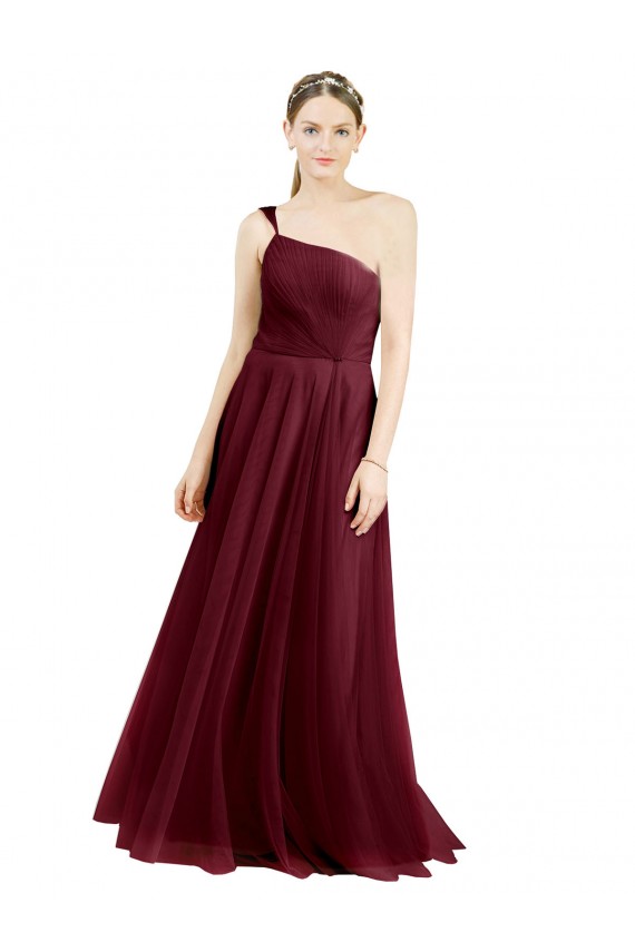One Shoulder Floor Length Long Tulle Bridesmaid Dress Brisbane