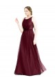 Sleeveless Boat Neck Long Pearl Tulle Bridesmaid Dress with Keyhole Back Brisbane