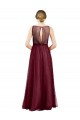 Sleeveless Boat Neck Long Pearl Tulle Bridesmaid Dress with Keyhole Back Brisbane