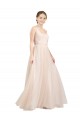 Scooped Neckline Long Tulle Bridesmaid Dress with Open Back Brisbane