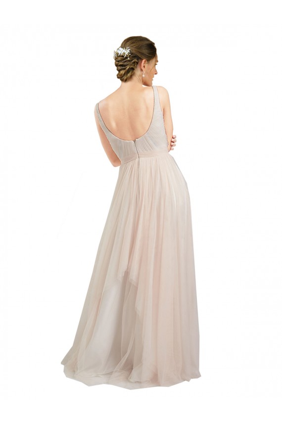 Scooped Neckline Long Tulle Bridesmaid Dress with Open Back Brisbane