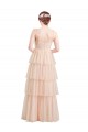 V-Neck A-Line Layered Long Tulle Bridesmaid Dress Brisbane
