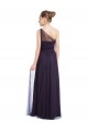 Ruched Long Soft Tulle Bridesmaid Dress with Sheer Netting Shoulder Strap Brisbane