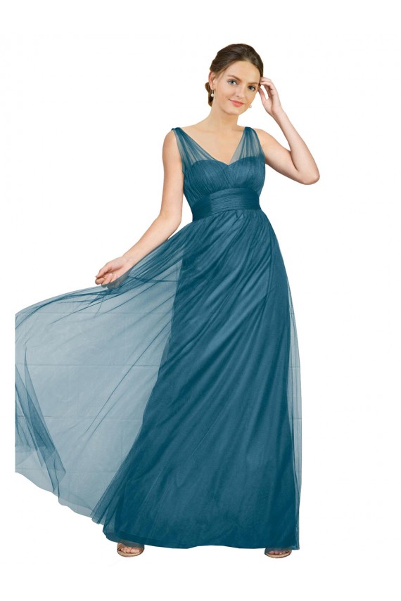 Long V-Neck Soft Tulle Bridesmaid Dress Brisbane
