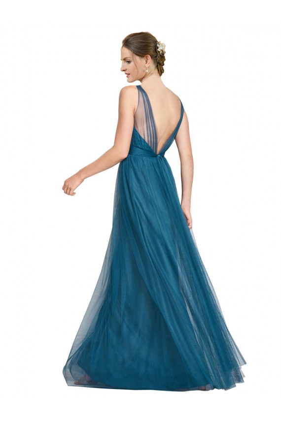 Long V-Neck Soft Tulle Bridesmaid Dress Brisbane