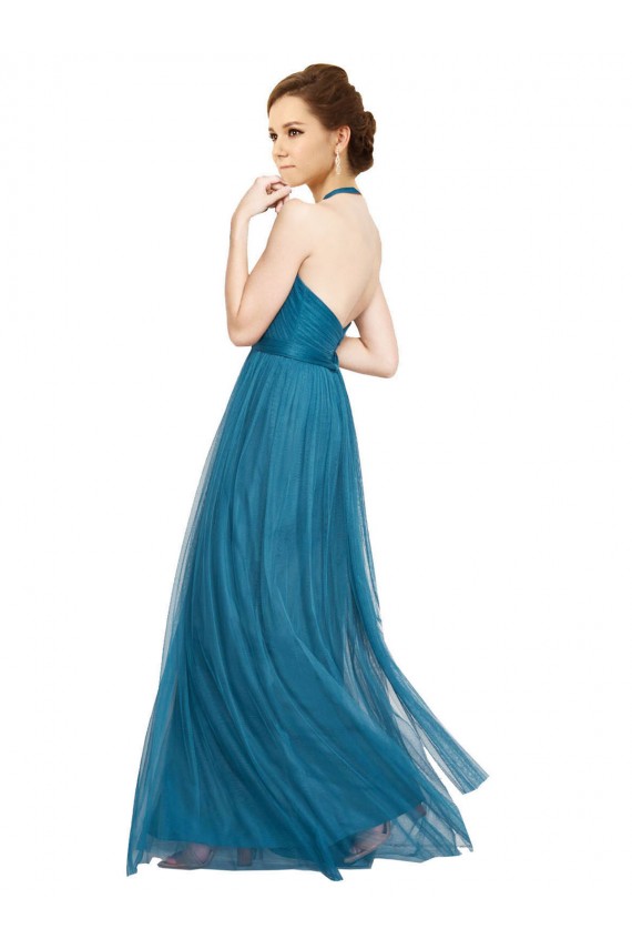 High Neck Halter Pleated A-Line Tulle Bridesmaid Dress Brisbane