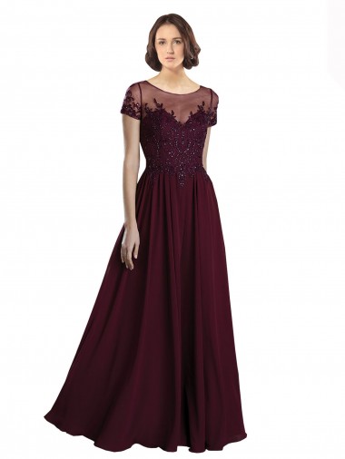Full Length Beaded and Embroidered Tulle Bodice Long Chiffon Bridesmaid Dress Brisbane
