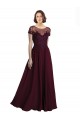 Full Length Beaded and Embroidered Tulle Bodice Long Chiffon Bridesmaid Dress Brisbane