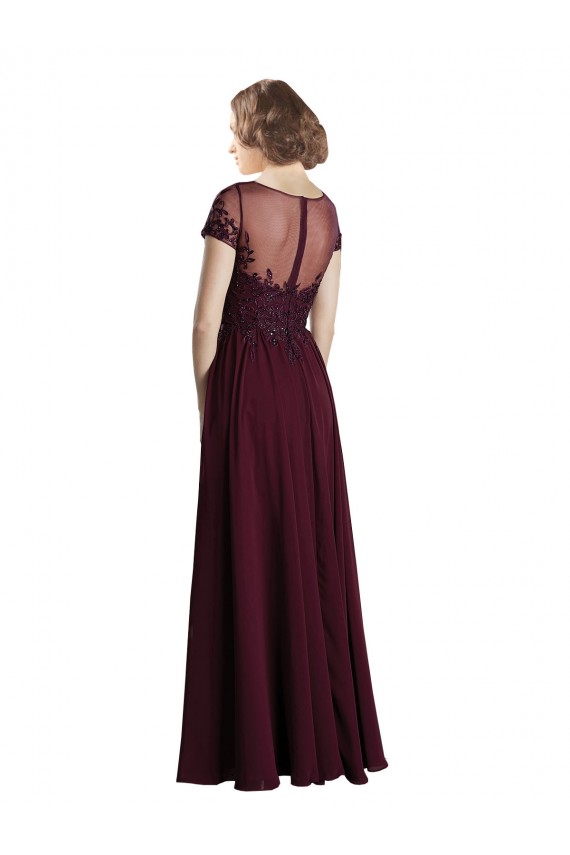 Full Length Beaded and Embroidered Tulle Bodice Long Chiffon Bridesmaid Dress Brisbane