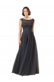 Long Bateau Tulle Bridesmaid Dress with Lace Bodice Brisbane