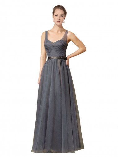Sweetheart Long Tulle Bridesmaid Dress with Sash Brisbane