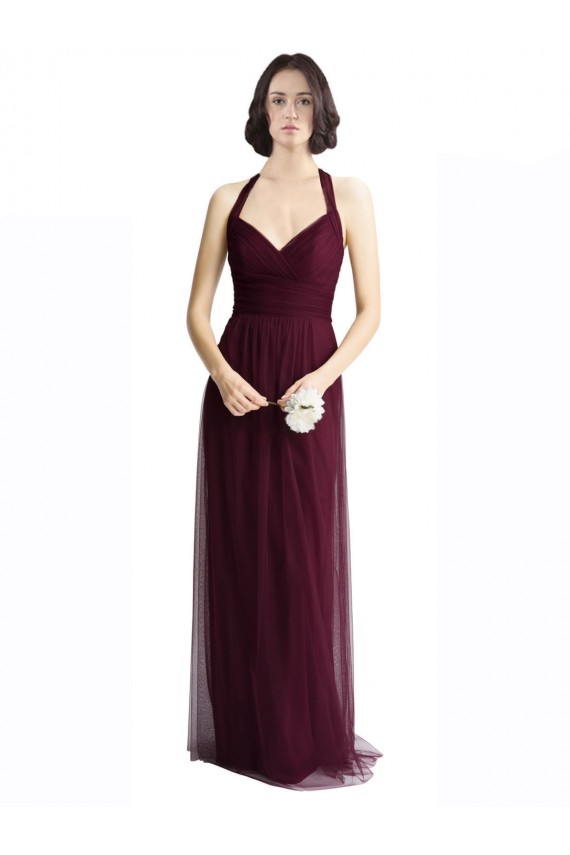 Long Tulle Bridesmaid Dress with Criss-Cross Bodice and Self Straps Brisbane