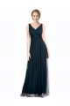 Full Length Long Tulle Bridesmaid Dress with V-Neck Criss-Cross Ruched Top Brisbane