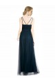Full Length Long Tulle Bridesmaid Dress with V-Neck Criss-Cross Ruched Top Brisbane