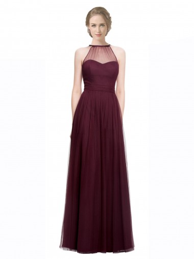 Full Length Soft Tulle Spaghetti Strap Bridesmaid Dress Brisbane