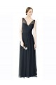 Long Tulle Bridesmaid Dress with Illusion Shoulder Straps and V-Back Brisbane