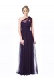 One Shoulder Long Tulle Bridesmaid Gown with Sheer Netting Strap Brisbane