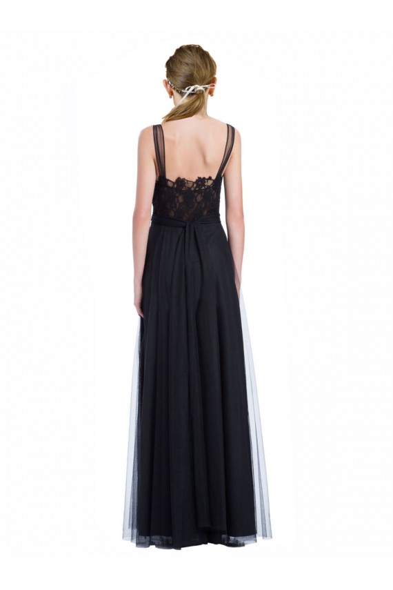 Full Length Tulle Bridesmaid Dress with Lace Bodice and Soft Tulle Illusion Top Brisbane