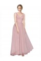 Long Floor Length Wide Strap Plunge Cross Over Neckline Tulle Bridesmaid Dress Brisbane