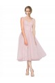 Short Tea Length Wide Strap Plunge Cross Over Neckline Tulle Cocktail Bridesmaid Dress Brisbane