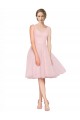 Short Knee Length Wide Strap Plunge Cross Over Neckline Tulle Cocktail Bridesmaid Dress Brisbane