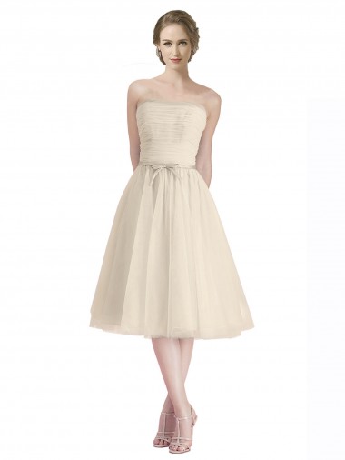 Strapless Short Cocktail Length Tulle Cocktail Bridesmaid Dress with Pleats Brisbane
