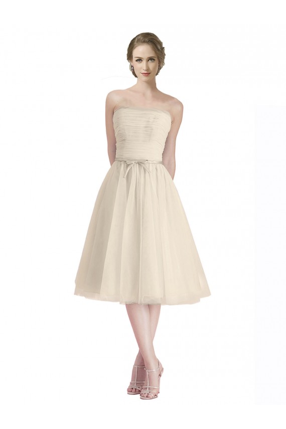 Strapless Short Cocktail Length Tulle Cocktail Bridesmaid Dress with Pleats Brisbane