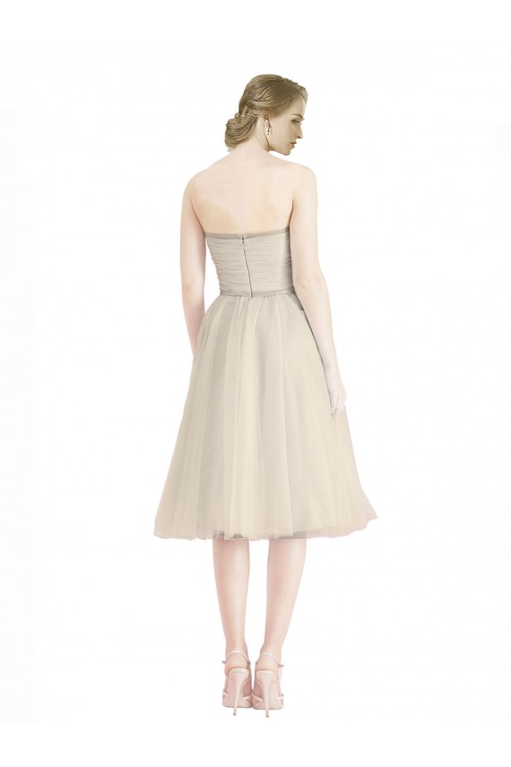 Strapless Short Cocktail Length Tulle Cocktail Bridesmaid Dress with Pleats Brisbane