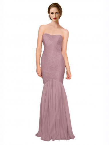 Mermaid Strapless Tulle Bridesmaid Dress with All Over Pleats Brisbane