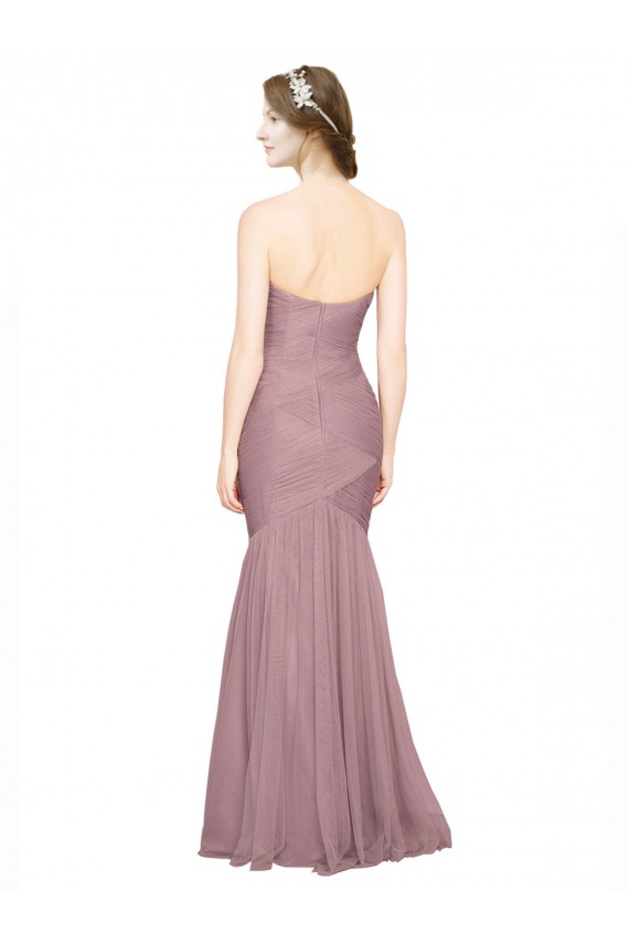 Mermaid Strapless Tulle Bridesmaid Dress with All Over Pleats Brisbane