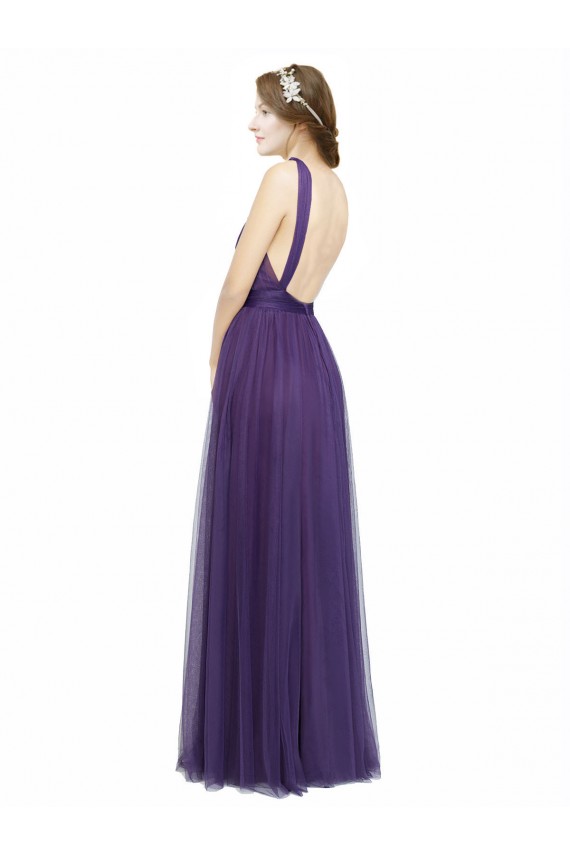 Twisted Straps Sweeheart Long Tulle Bridesmaid Dress Open Back Brisbane