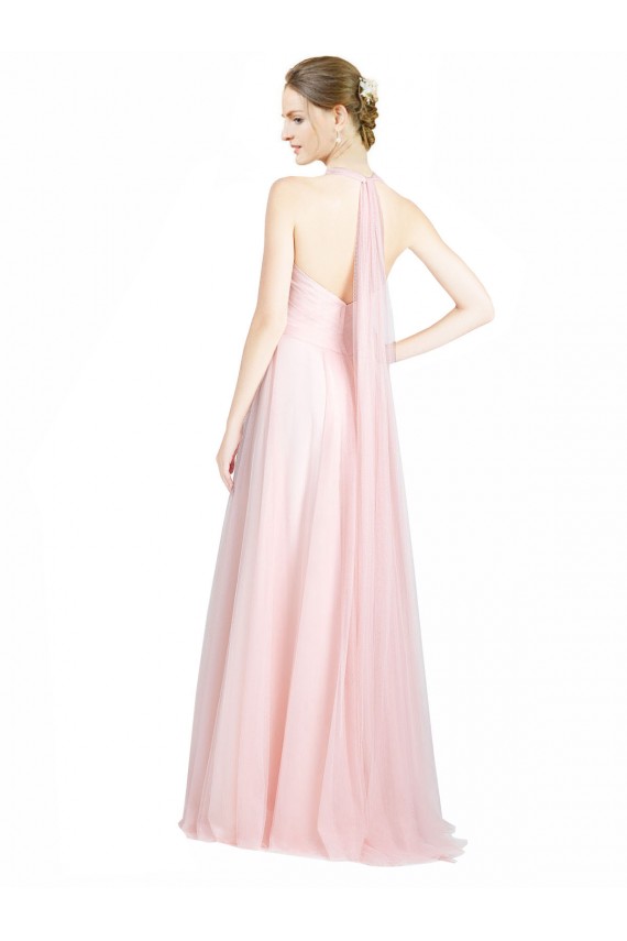 Ruched Sweetheart Neckline A-Line Tulle Bridesmaid Dress with Tie Open Back Brisbane