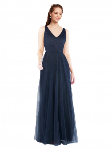 V-Neck Soft and Simple Tulle Bridesmaid Dress Brisbane