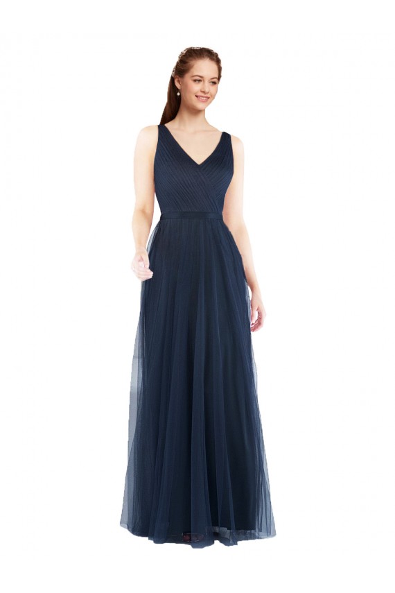 V-Neck Soft and Simple Tulle Bridesmaid Dress Brisbane