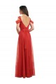 Cold Shoulder Pleated Wrap Tulle Bridesmaid Dress with Low V-Back Brisbane