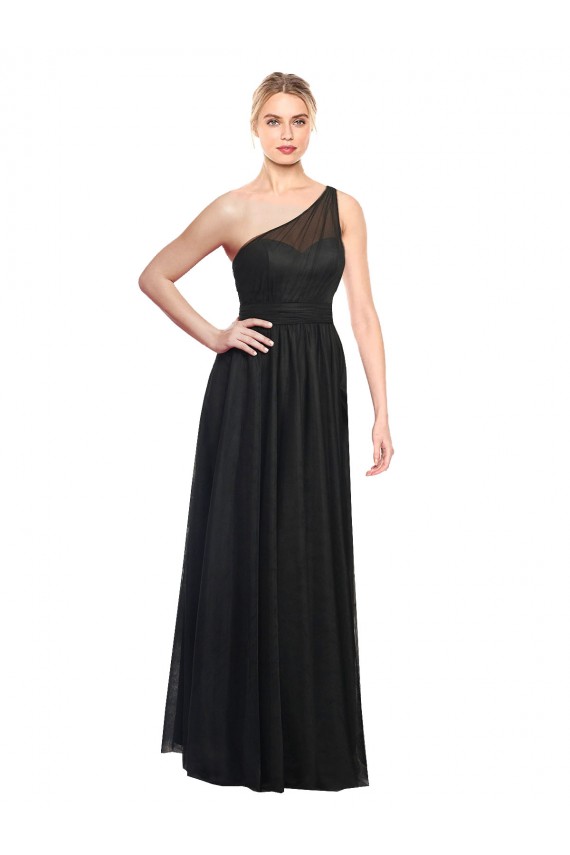 Ruched One Shoulder Tulle A-Line Bridesmaid Dress Brisbane
