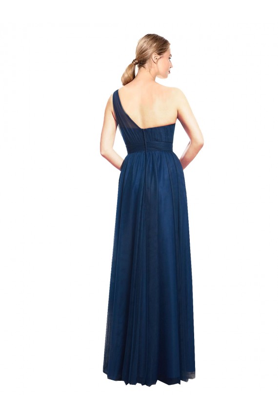Ruched One Shoulder Tulle A-Line Bridesmaid Dress Brisbane