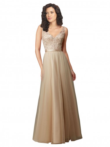 Long Tulle Bridesmaid Dress with Embroidery and Beading Brisbane