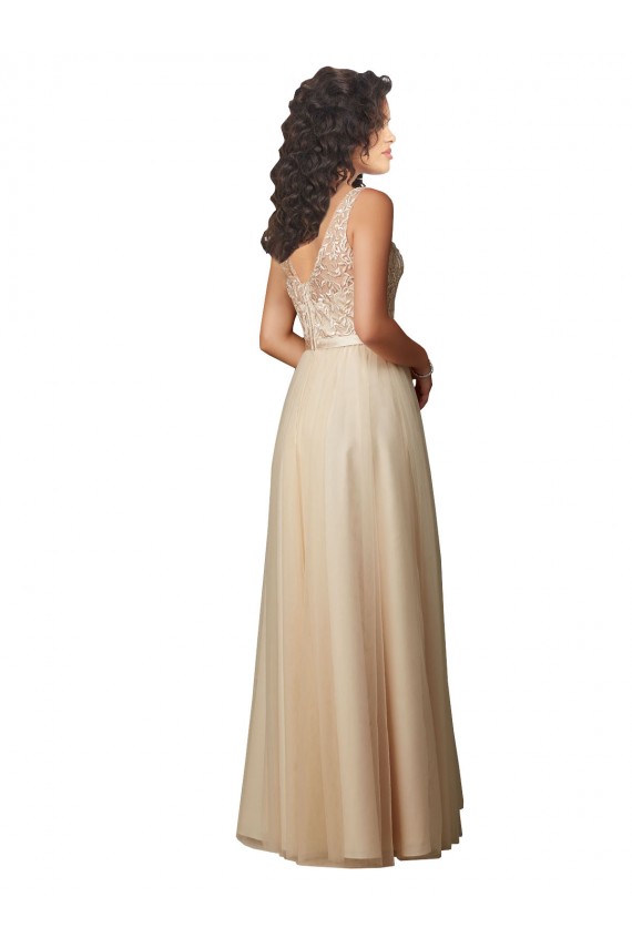 Long Tulle Bridesmaid Dress with Embroidery and Beading Brisbane
