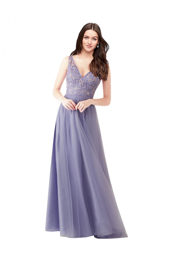 Sweetheart Tulle Bridesmaid Dress with Fully Embroidered V-Neck Bodice Brisbane
