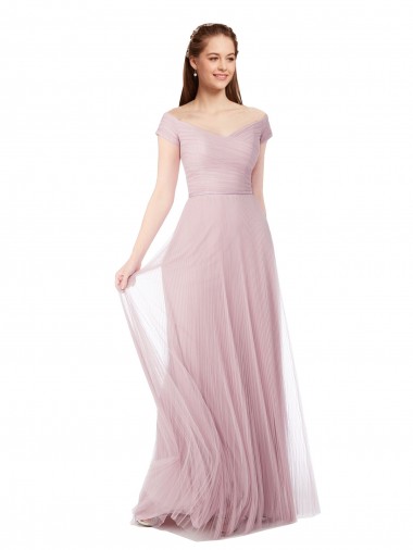 Off the Shoulder Long A-Line Tulle Bridesmaid Dress Brisbane