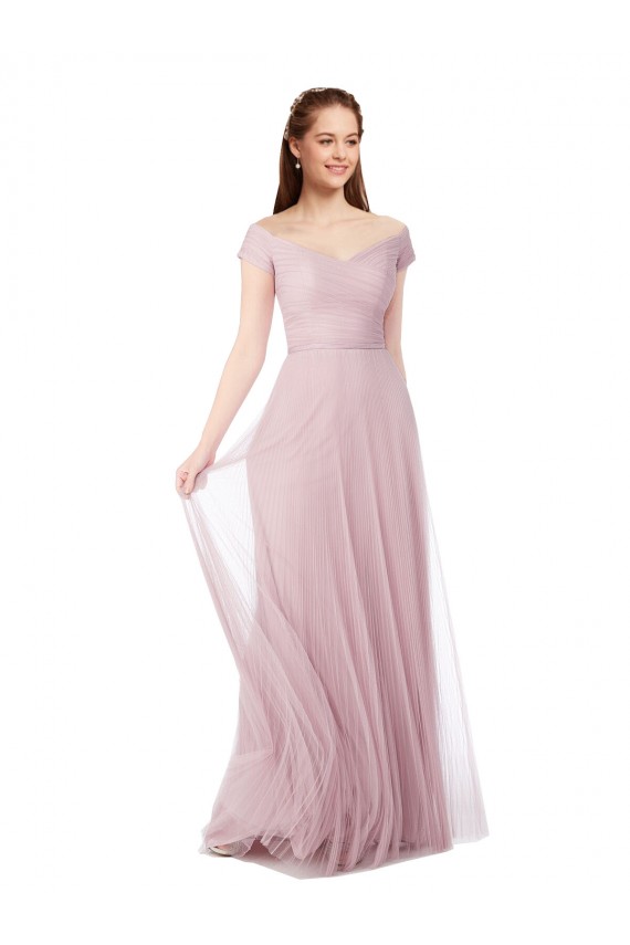Off the Shoulder Long A-Line Tulle Bridesmaid Dress Brisbane