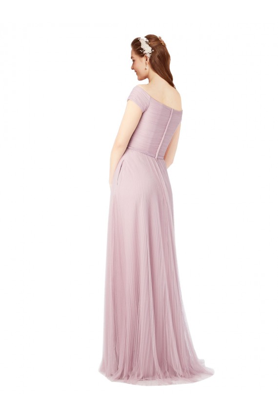 Off the Shoulder Long A-Line Tulle Bridesmaid Dress Brisbane