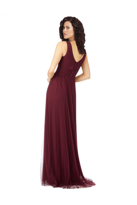 Long A-Line V-Neck Tulle Bridesmaid Dress Brisbane