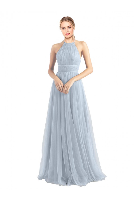 Halter Neckline Slim A-Line Tulle Bridesmaid Dress Brisbane