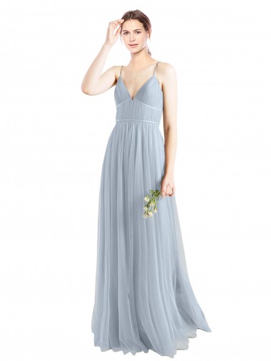 Spaghetti Straps V-Neck Slim A-Line Tulle Bridesmaid Dress Brisbane